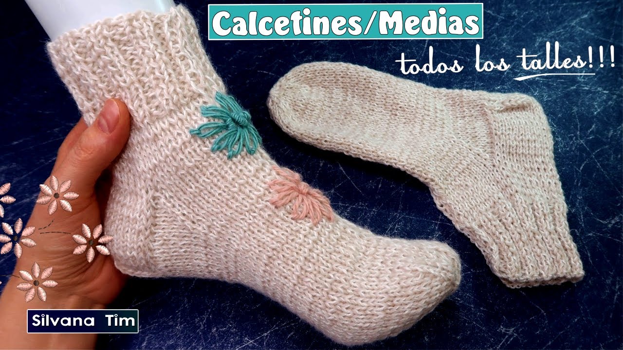 Como tejer CALCETINES / MEDIAS paso a paso - Tejido a Dos Agujas