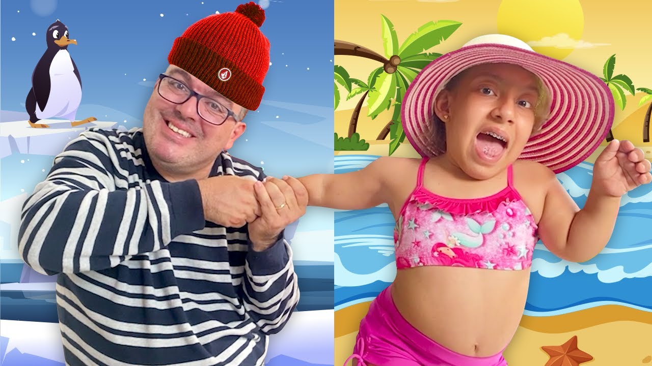 MC Divertida e Papai em uma História Engraçada de Neve VS Praia | Funny Video for Kids