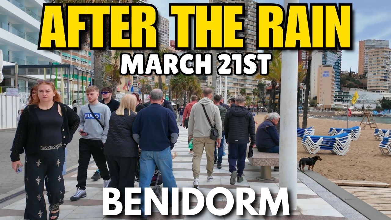 Benidorm - Crowded Levante Beach & Full Bars AFTER THE RAIN! 😱☔