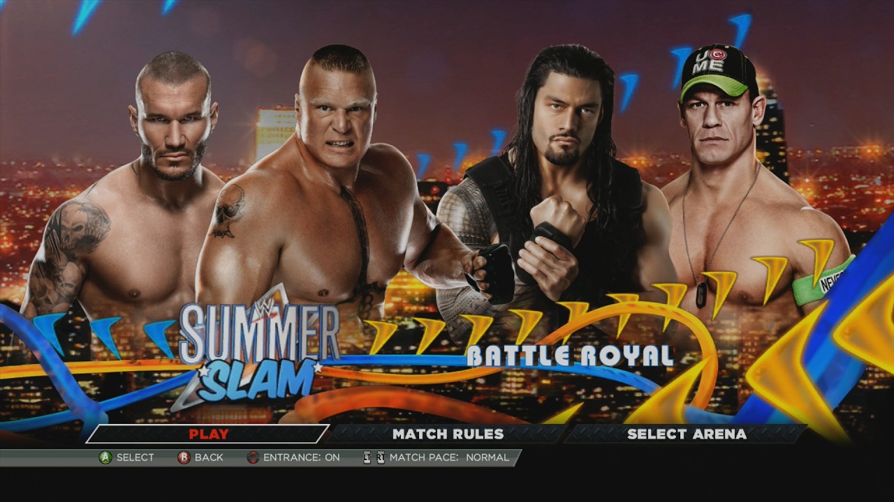 WWE 2K15: RANDY ORTON VS. BROCK LESNAR VS. ROMAN REIGNS VS. JOHN CENA - BATTLE ROYAL | GAMEPLAY