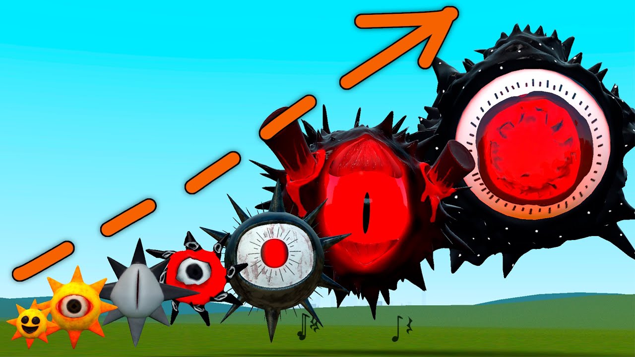 NEW EVOLUTION OF MR. SUN SPRUNKI FAMILY ALL PHASES 1-9 in Garry's Mod!