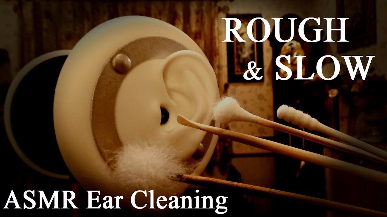 【ASMR】鼓膜が喜ぶ耳かき (ゆっくり・ときどき高速) Rough Ear Cleaning No Talking (綿棒・竹・梵天)