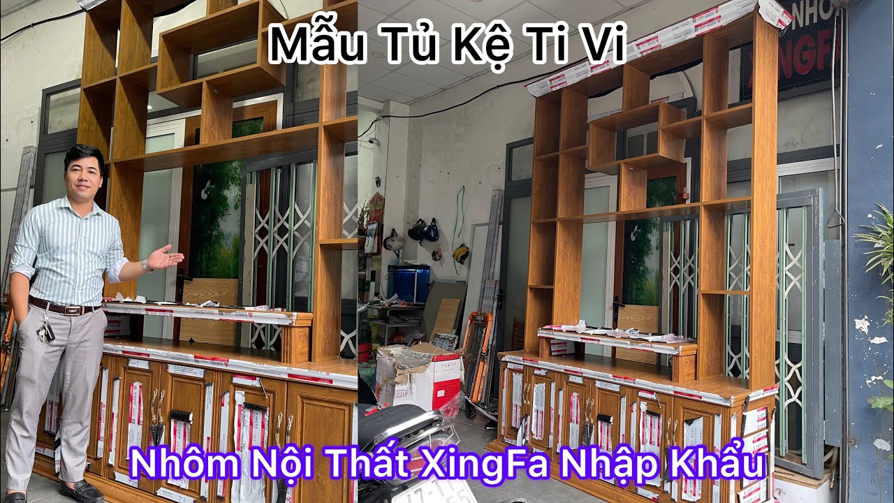 🔴 DNK 10  - Mẫu Tủ Kệ TiVi Nhôm Nội Thất XingFa Nhập Khẩu  Quảng Đông || Dũng Nhôm Kính 0389.144.999