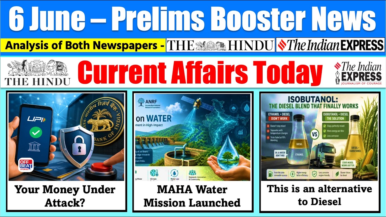 6 June 2026 | Current Affairs Today | The Hindu News Analysis, Indian Express News , PIB Analysis