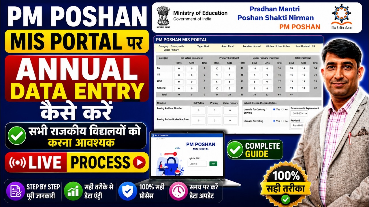 PM POSHAN MIS PORTAL पर ANNUAL DATA ENTRY कैसे करें | 2026-27 नई प्रक्रिया |सभी स्कूलों के लिए जरूरी