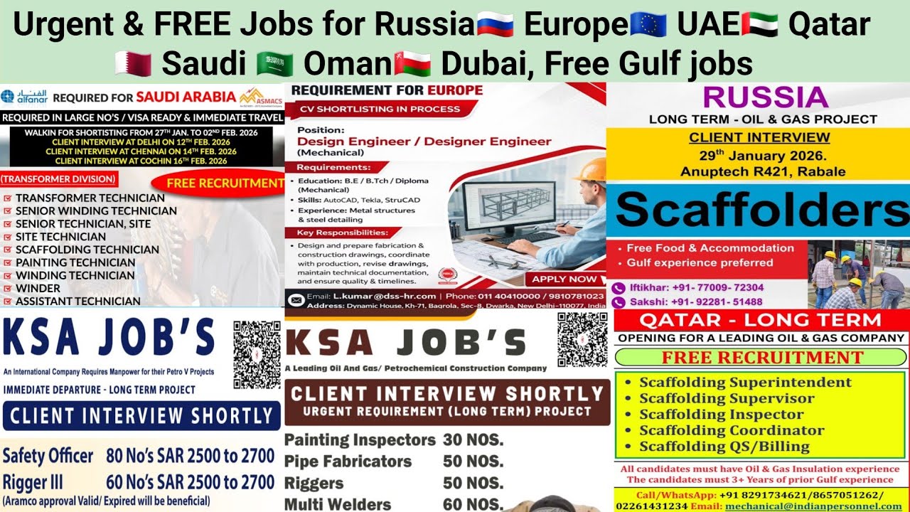 Срочные и БЕСПЛАТНЫЕ вакансии в России🇷🇺, Европе🇪🇺, ОАЭ🇦🇪, Катаре🇶🇦, Саудовской Аравии 🇸🇦, Омане🇴...