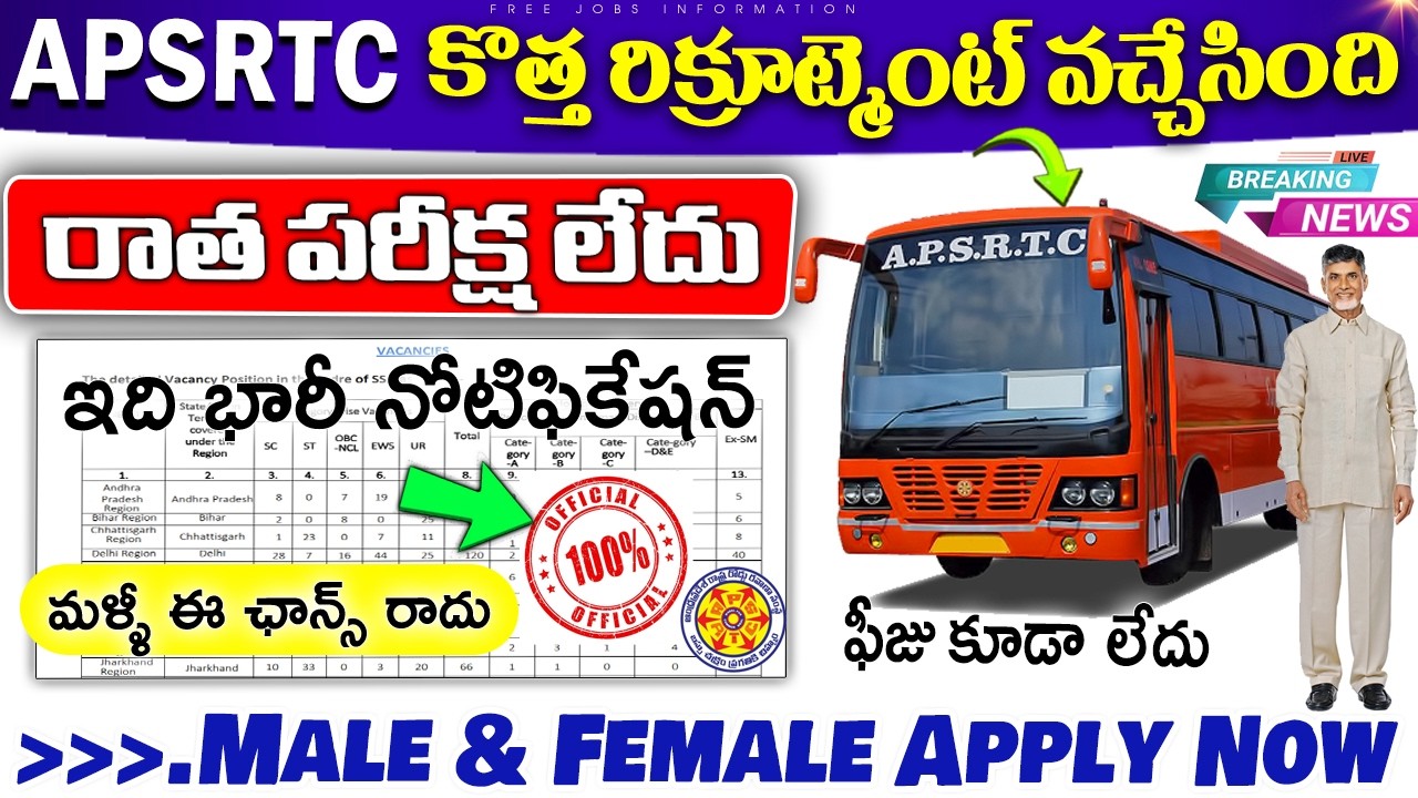🚍APSRTC నోటిఫికేషన్ వచ్చేసింది | APSRTC RECRUITMENT | AP JOBS | Latest Jobs in Telugu