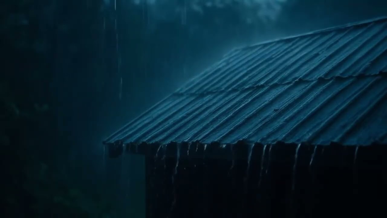 Heavy Rain ASMR | Nighttime Downpour on a Forest Cabin Roof
