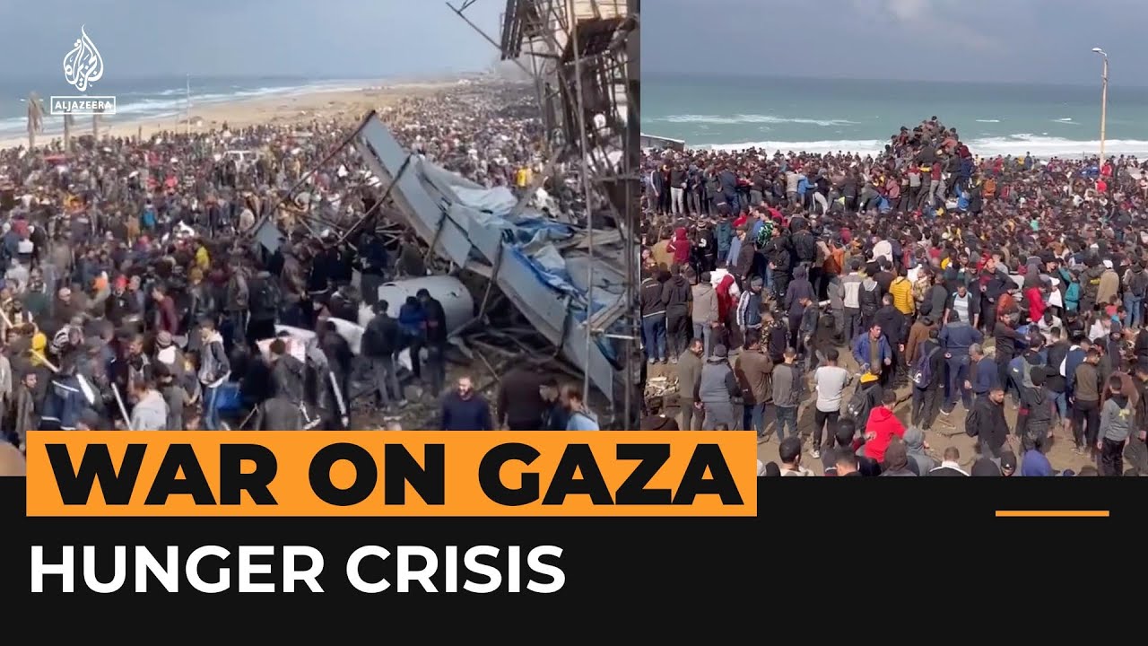 Hungry Palestinians crowd aid truck in Gaza | Al Jazeera Newsfeed