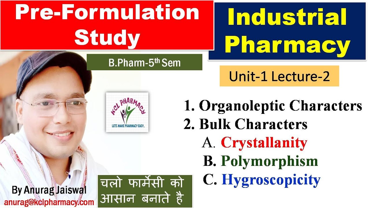 Bulk characterization - Crystallinity Polymorphism & Hygroscopicity /L-2 Unit-1  Industrial Pharmacy