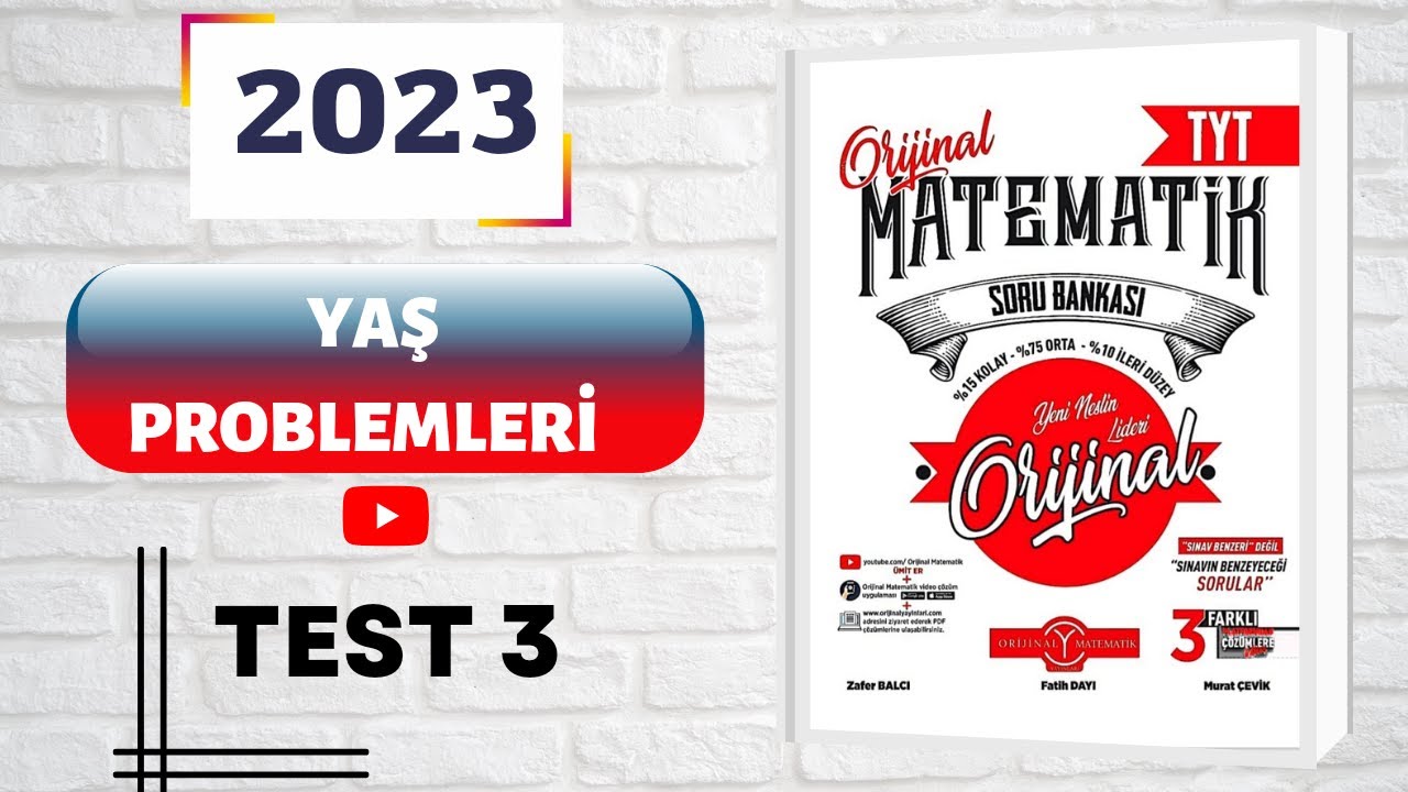 YAŞ PROBLEMLERİ TEST 3-2023 TYT MATEMATİK SORU BANKASI(ÜMİT ER) #orjinaltytmatematik#2023yks