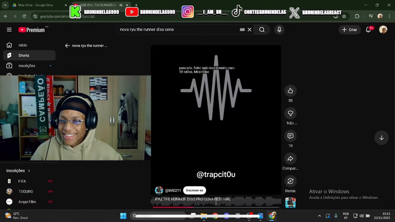 PIOR FESTIVAL DO BR? | Bruno React🇲🇿🇵🇹| Ryu The Runner-Diss Pro Cena Festival 