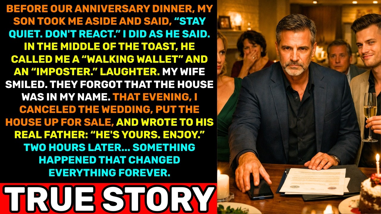 At Our Anniversary Dinner, My Son Called Me a “Walking Wallet” — Two Hours Later… Everything Changed