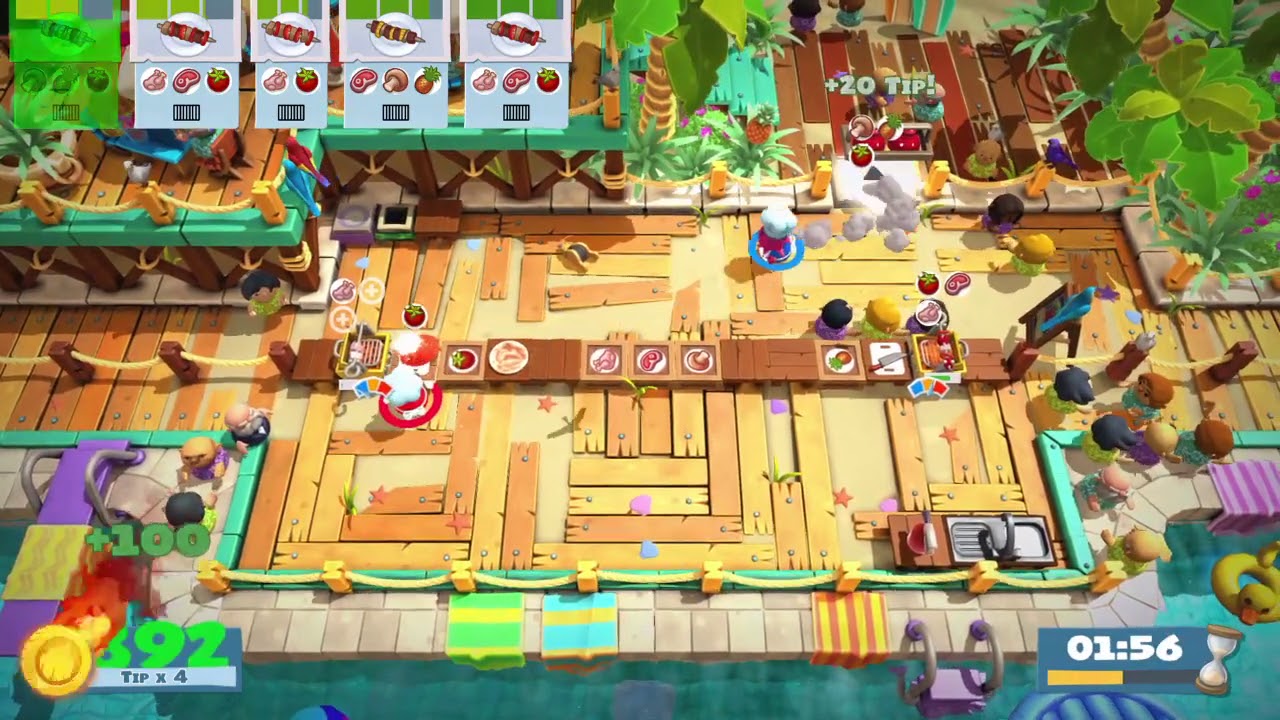 Overcooked 2 - Surf'n'Turf 3-1 - 2 players - Score: 1764
