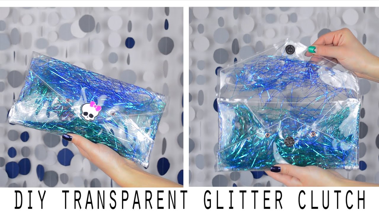 TRANSPARENT GLITTER FILLED CLUTCH