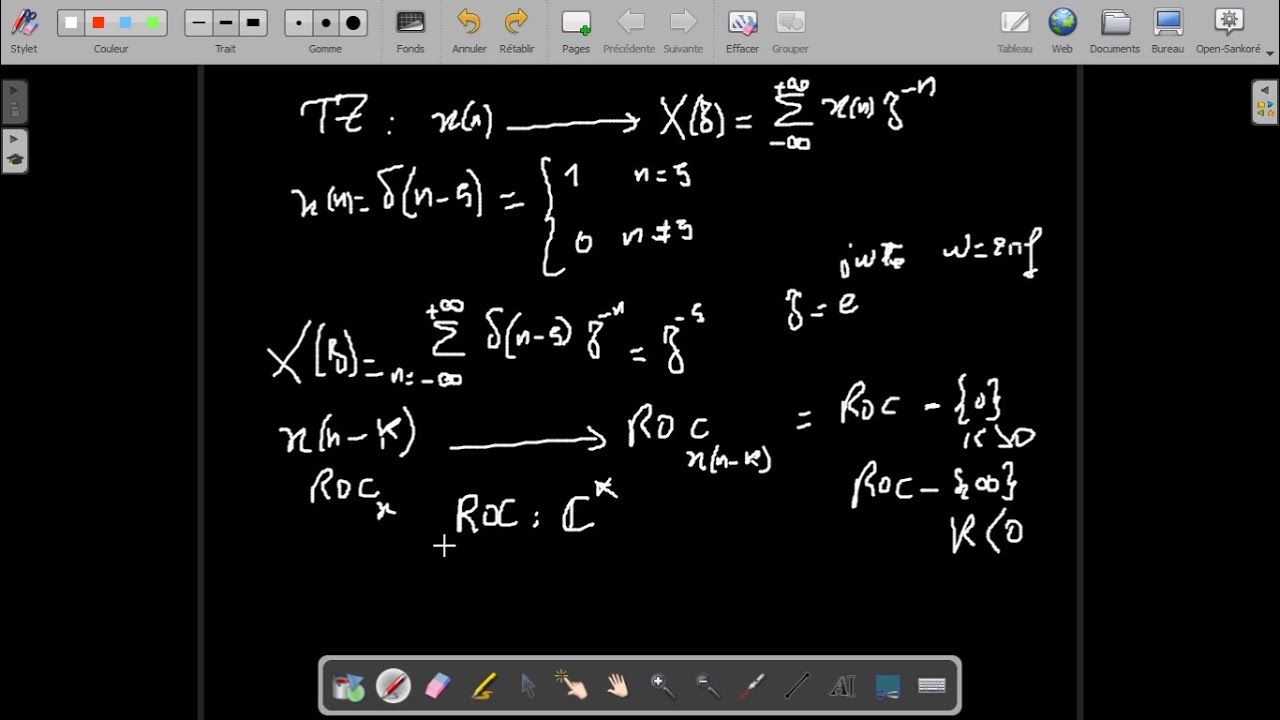 Cours Master1 filtrage numérique : Initiation sur le calcul de la transformée en Z