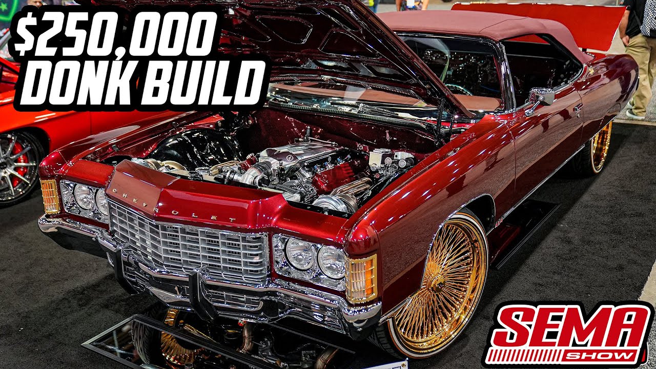 $250,000 TWIN TURBO DONK BUILD @ SEMA 2021 - Donkmaster Meets Extreme Auto Restorations 1971 Impala