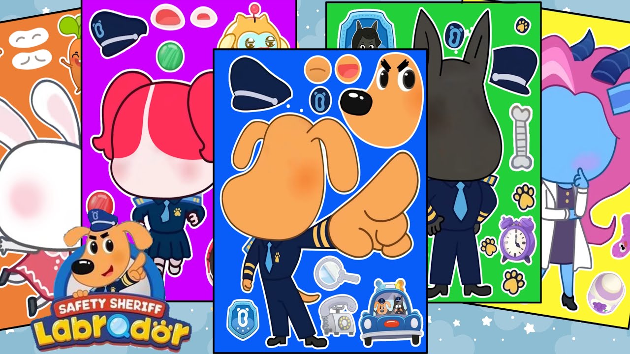 🚓 Sheriff Labrador paper DIY Sticker Book Decoration 🚔 래브라도 경장 스티커북 꾸미기