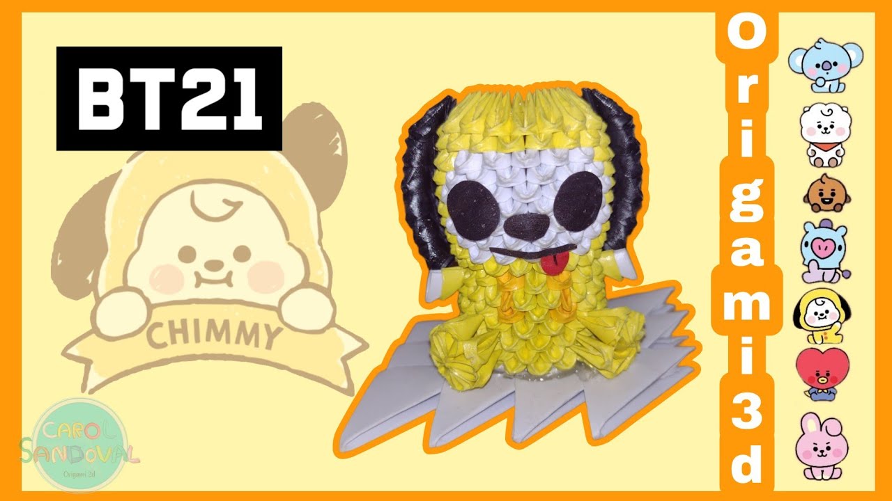 Cómo hacer a Chimmy de Bt21 en origami 3d👈- nivel 🔥| Carol Sandoval