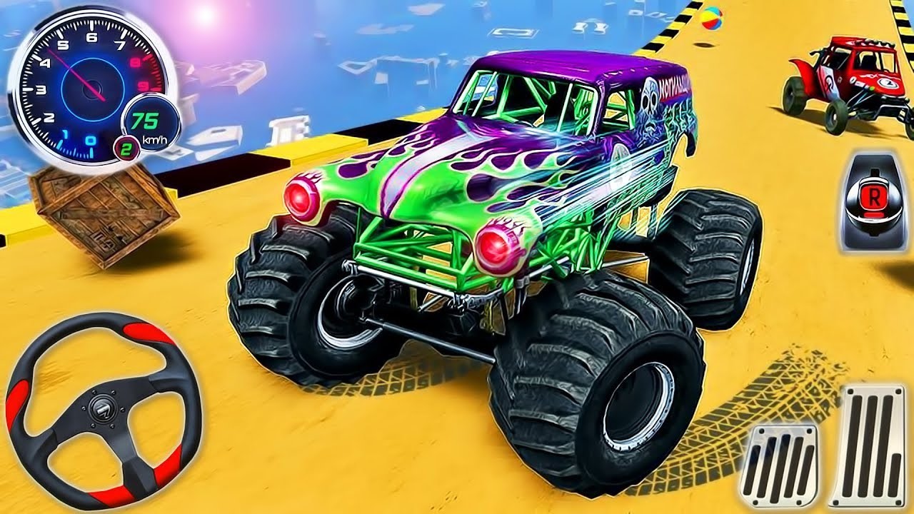 Monster Truck Mega Ramp 22 Impossible Driver - Racing Android Gameplay #gaming #omkar9