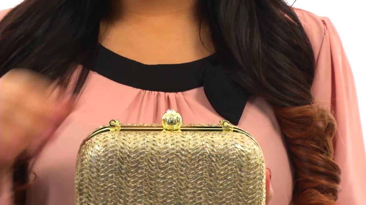 Jessica McClintock Roxie Metallic Straw Clutch SKU:8712617