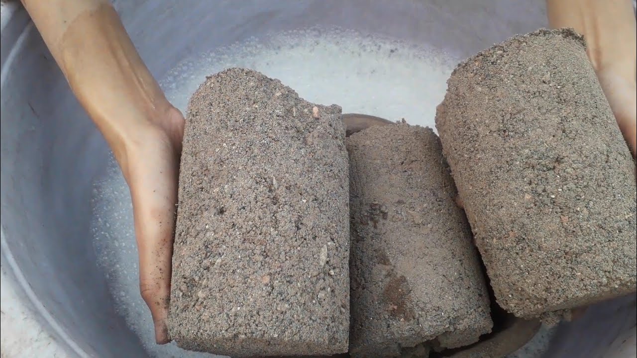 Newest video💯🤎🤎soft mud cly cylinders crumbling in very foamy water+ dry crumbling in cupboard😴🥁💦💦