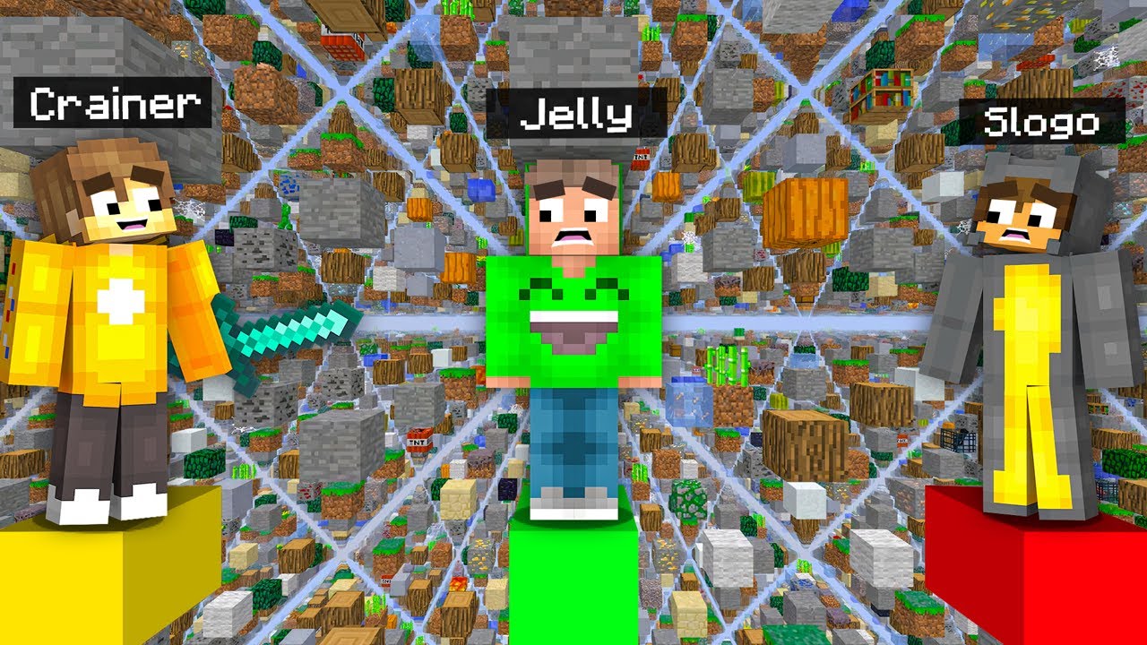 SKY GRID Minecraft CHALLENGE VS Jelly & Slogo!