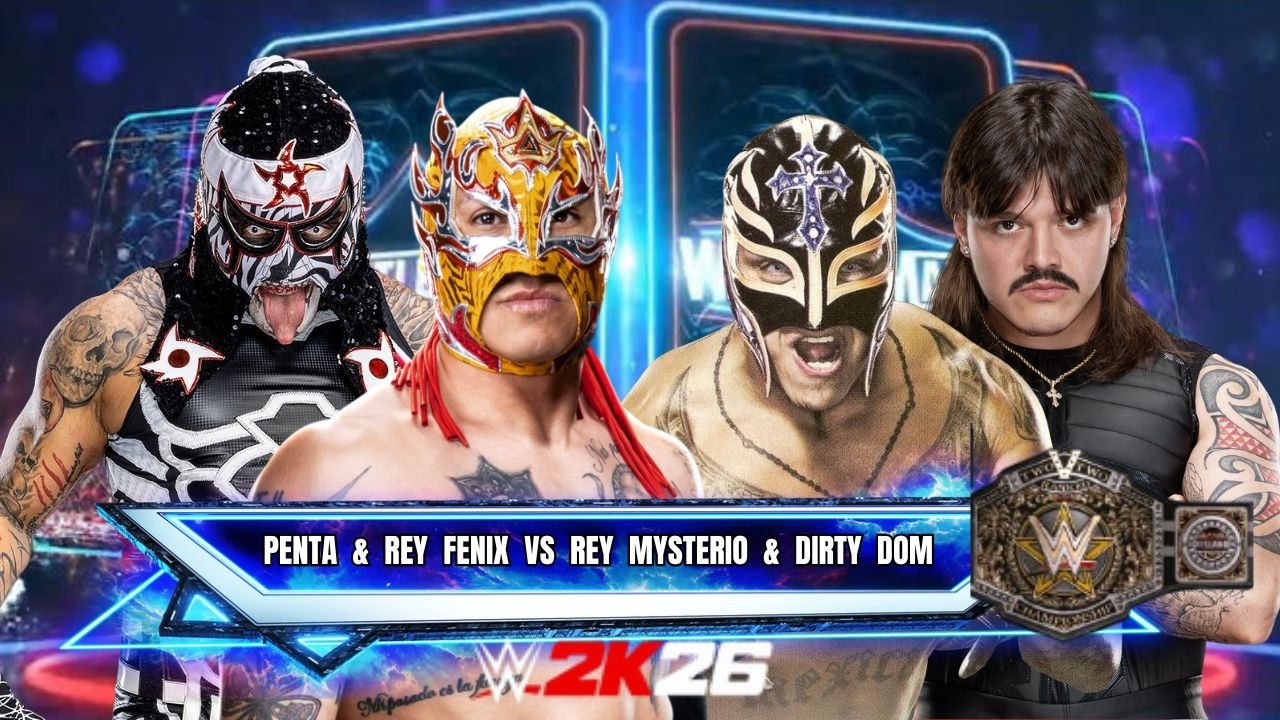 Penta & Rey Fenix vs  Dirty Dom & Rey Mysterio– CHAOTIC Tag Team Championship Match!  WWE 2K26 WPFW