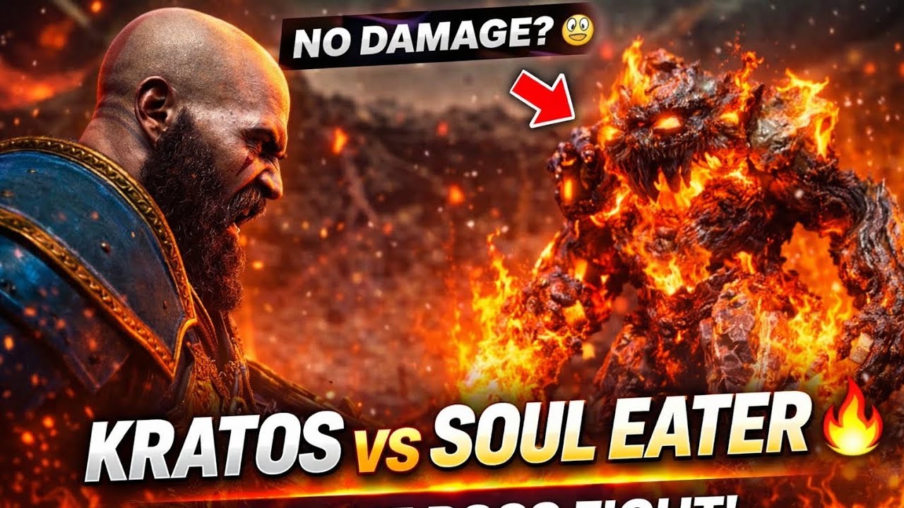 KRATOS vs SOUL EATER 🔥 NO DAMAGE Boss Fight | God of War Epic Battle