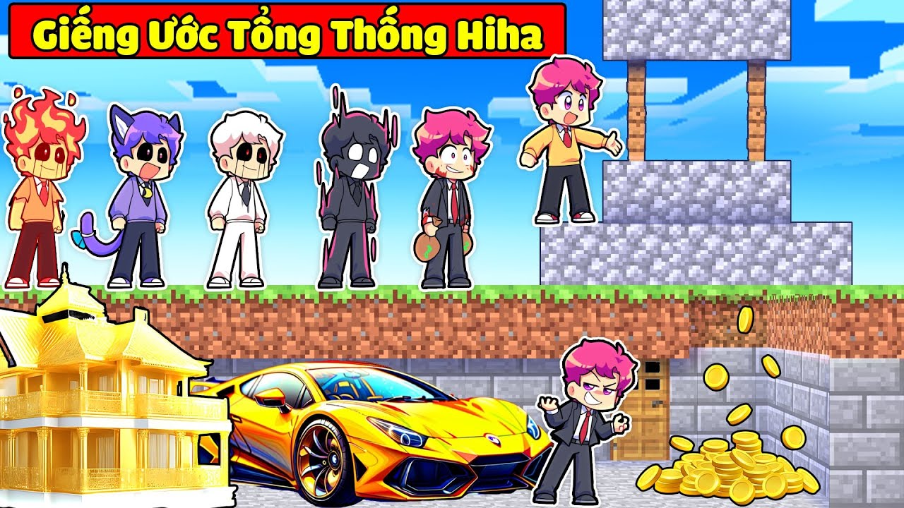 TỔNG THỐNG HIHA XÂY GIẾNG ƯỚC GÌ ĐƯỢC NẤY TRONG MINECRAFT*HIHA GIẾNG ƯỚC NGUYỆN 🤩🤣