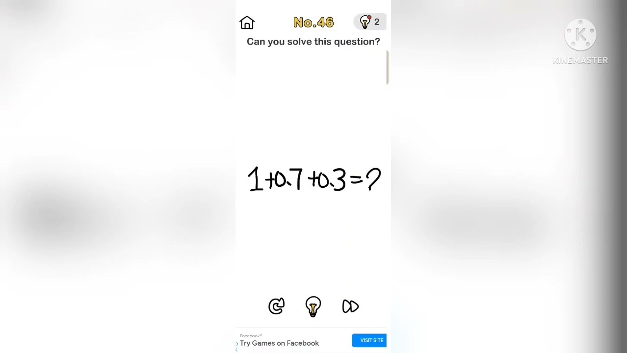 Can you solve this question 1+0.7+0.3 Brain out game | Brain Out Game Solution video |