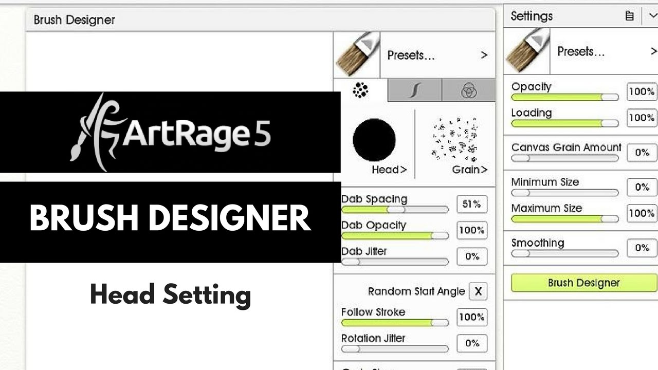 ArtRage 5 - Brush Designer Head Settings