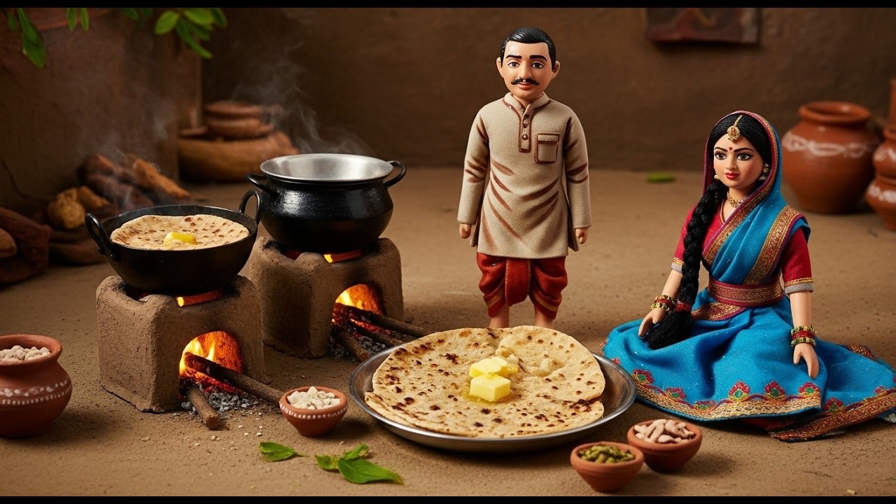 Miniature Doll Makes Aalu Paratha  ASMR | Indian Village Tiny Kitchen Story