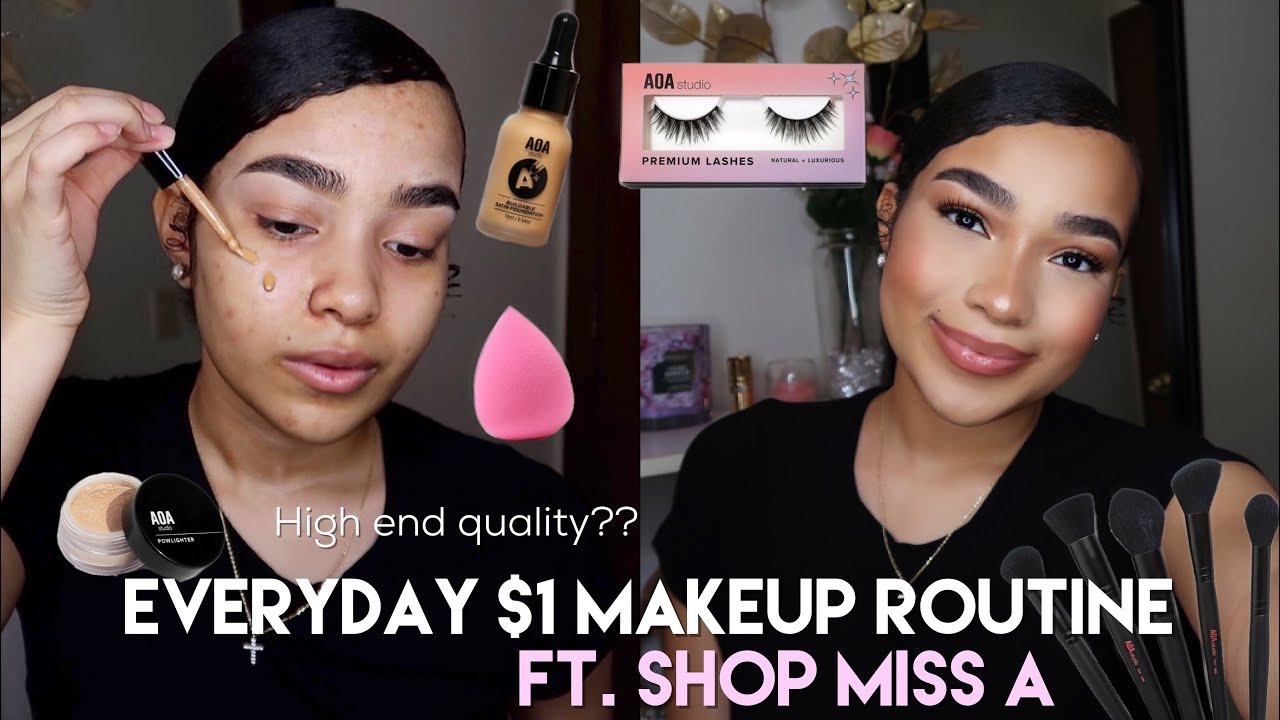 FULL FACE USING $1 MAKEUP | High End Quality?? | SHOP MISS A