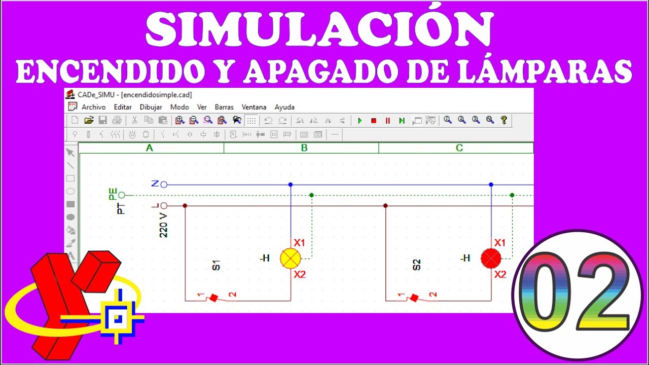 ✅ CADe SIMU gratis #02. Simulación de encendido y apagado de lámpara.