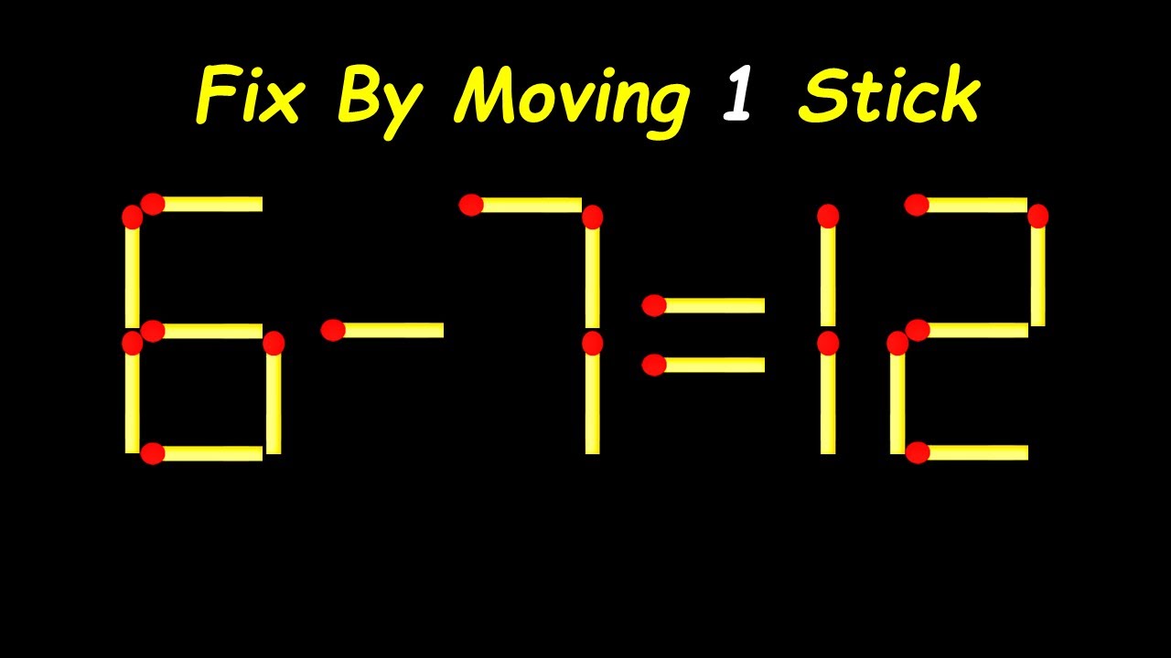 Impossible Matchstick Puzzle - Fix The Equation by moving 1 stick - Improve IQ
