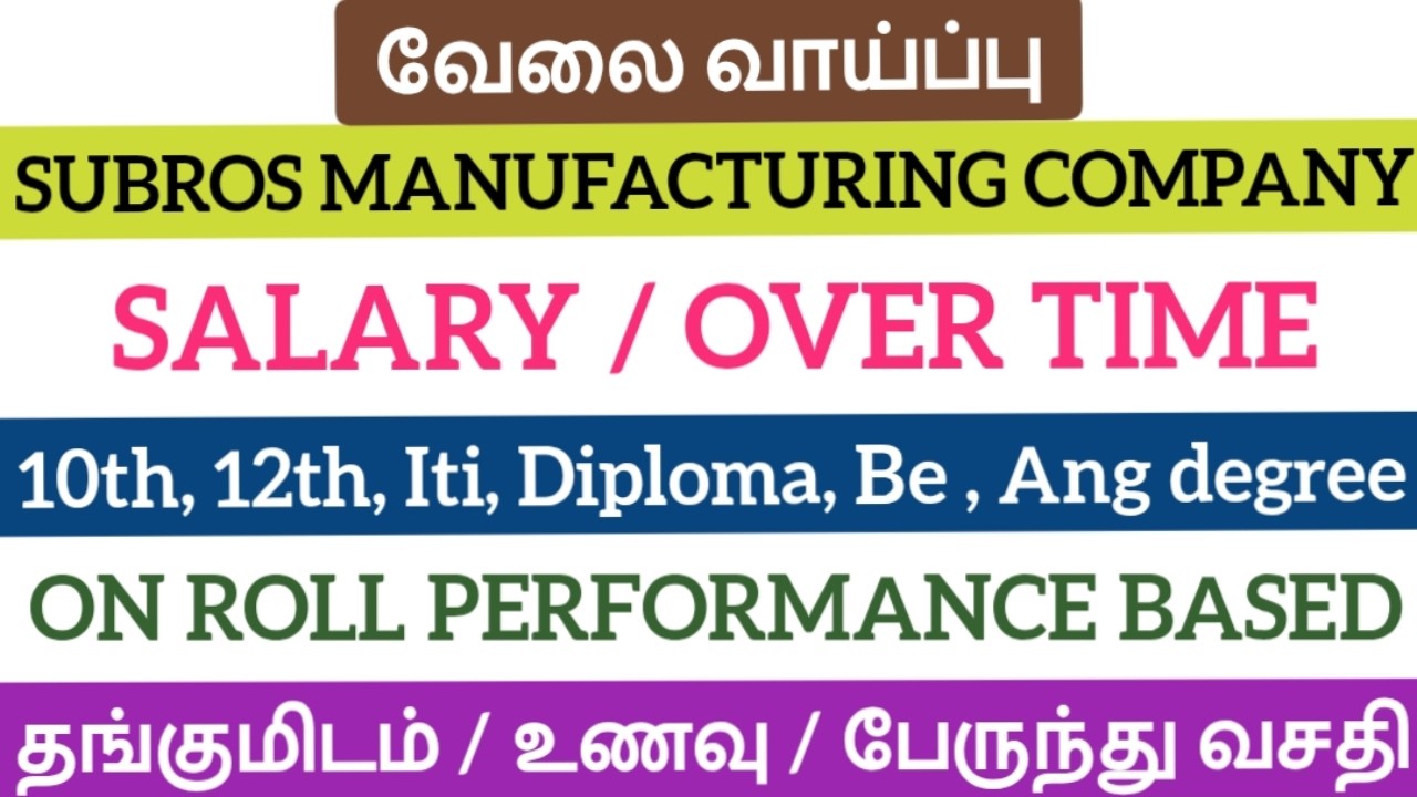Manufacturing company jobs|Job vacancy|Chennai job vacancy|Today job opening|jobs in Chennai