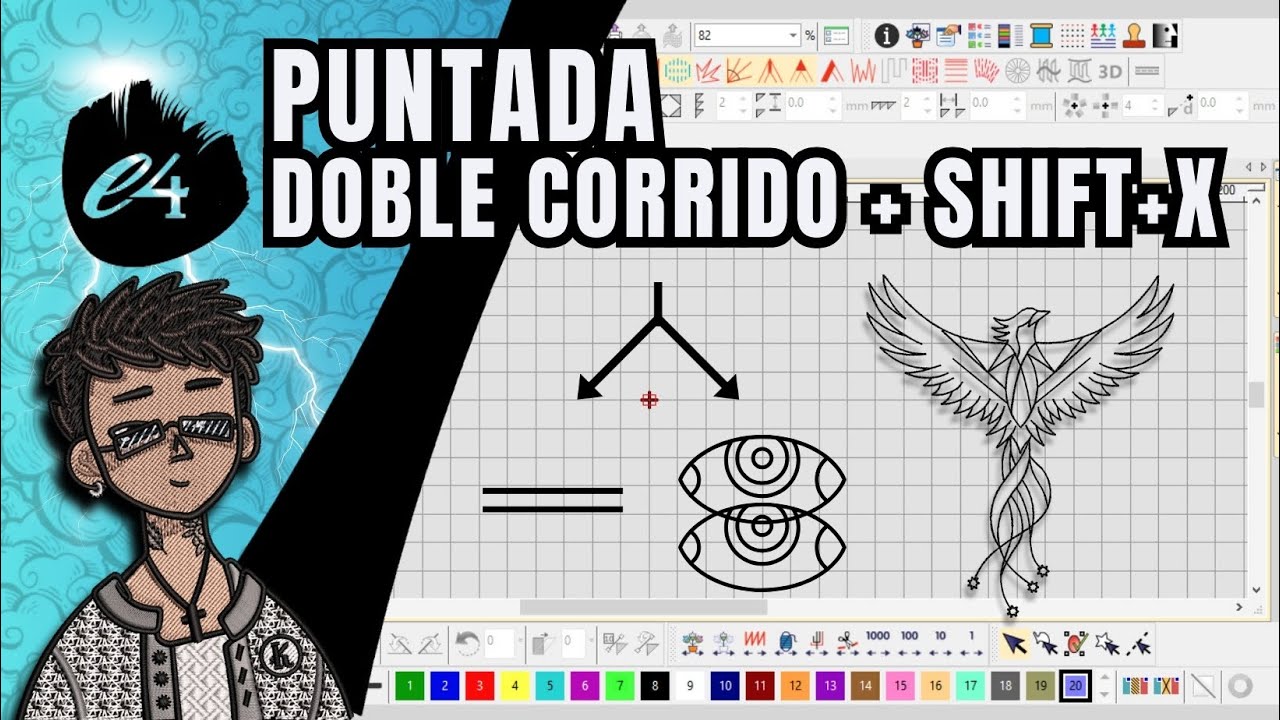 Puntada doble corrido❌ Corrido simple + SHIFT-X