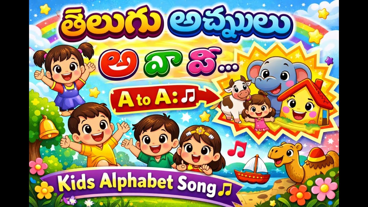 అ ఆ ఇ ఈ… తెలుగు అచ్చులు పాట 🎵 | Kids Cartoon Rhymes | LittleStars Studio