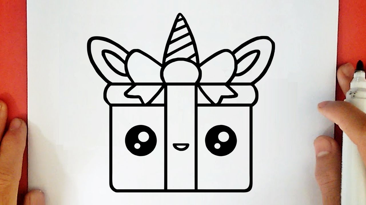 COMO DESENHAR UM PRESENTE UNICÓRNIO KAWAII