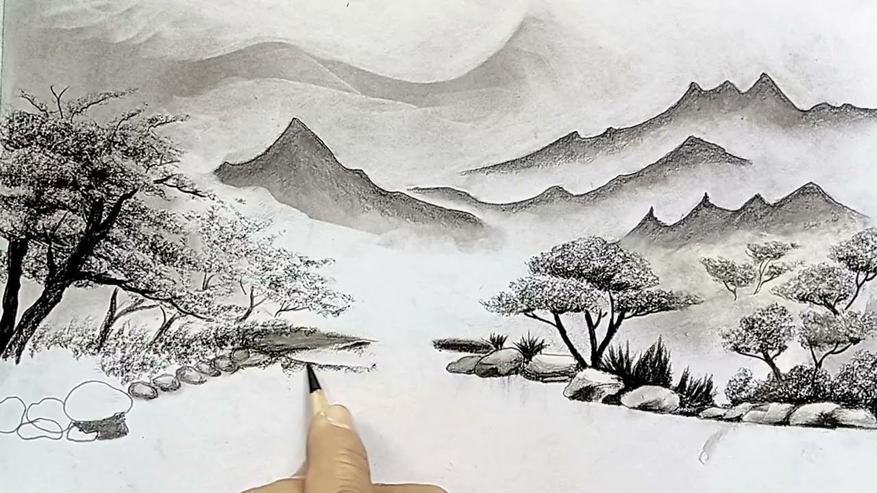 Ideas of drawing mountain and Rivers scenery easy and fun for all