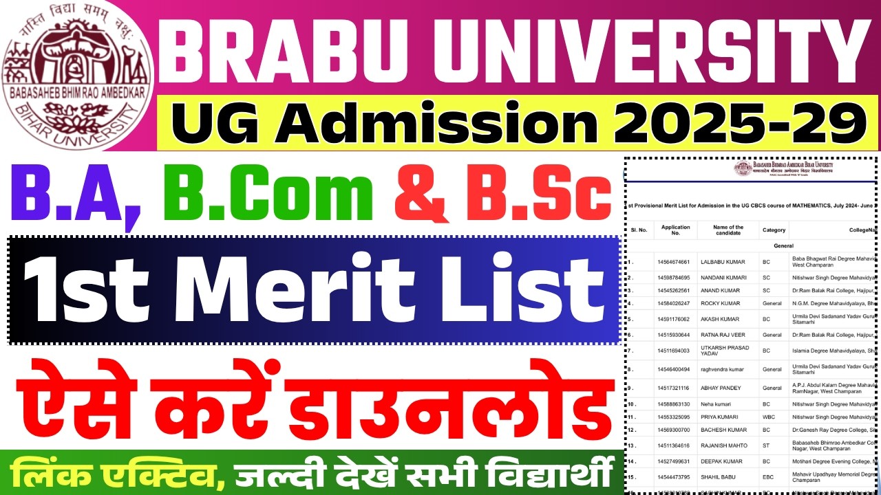 BRABU UG Admission 2025-29 1st Merit List Out| BRABU Admission 2025 का मेरिट लिस्ट कैसे डाउनलोड करे
