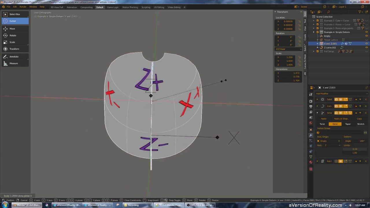 Understanding Curve + Simple Deform modifiers (for mesh Hair)
