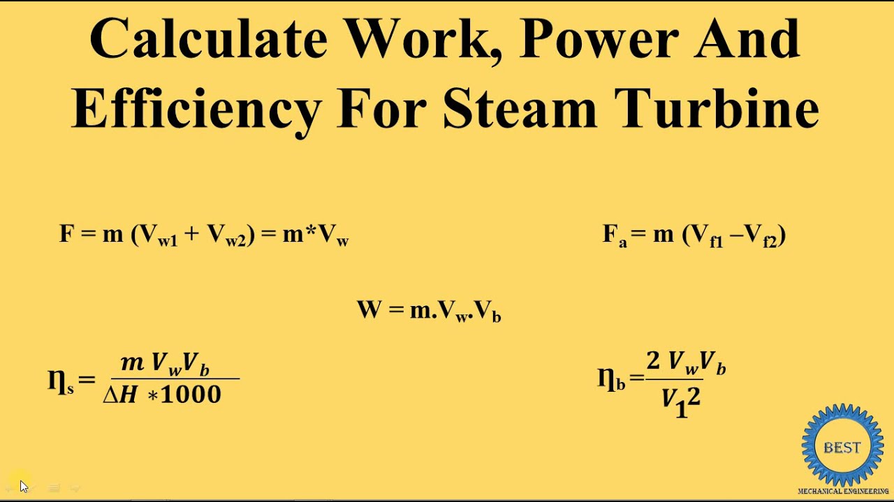 Calculate Work, Power And Efficiency For Steam Turbine