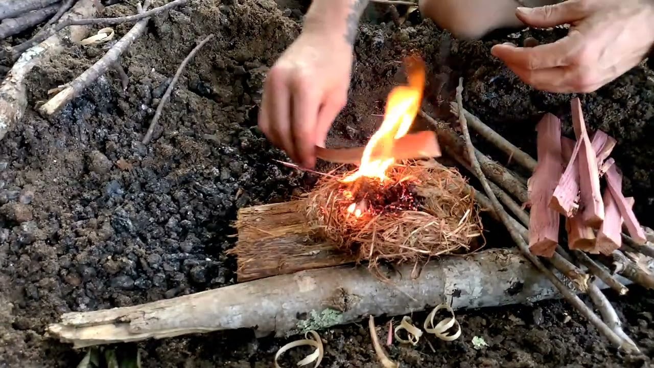 Flint and Steel Fire Cooking Cedarplank Spam