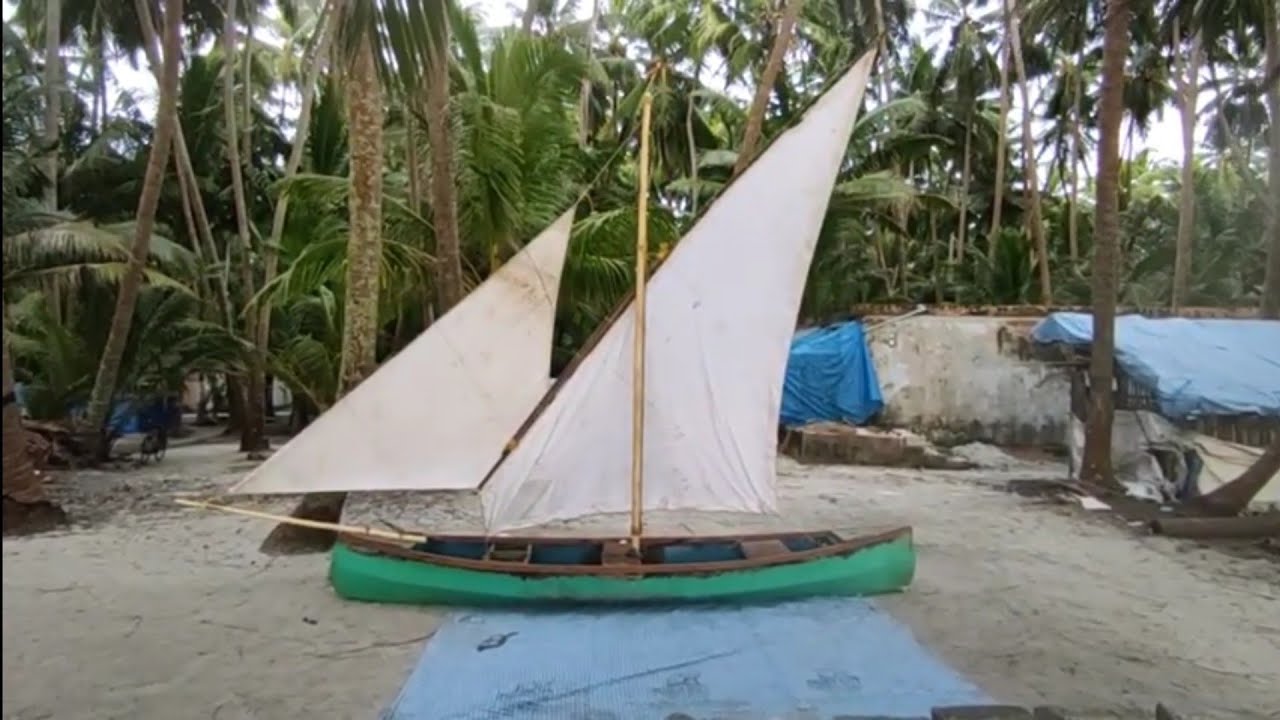 canoe repair, lateen sail making and saling. Kalpeni, Lakshadweep. part 1