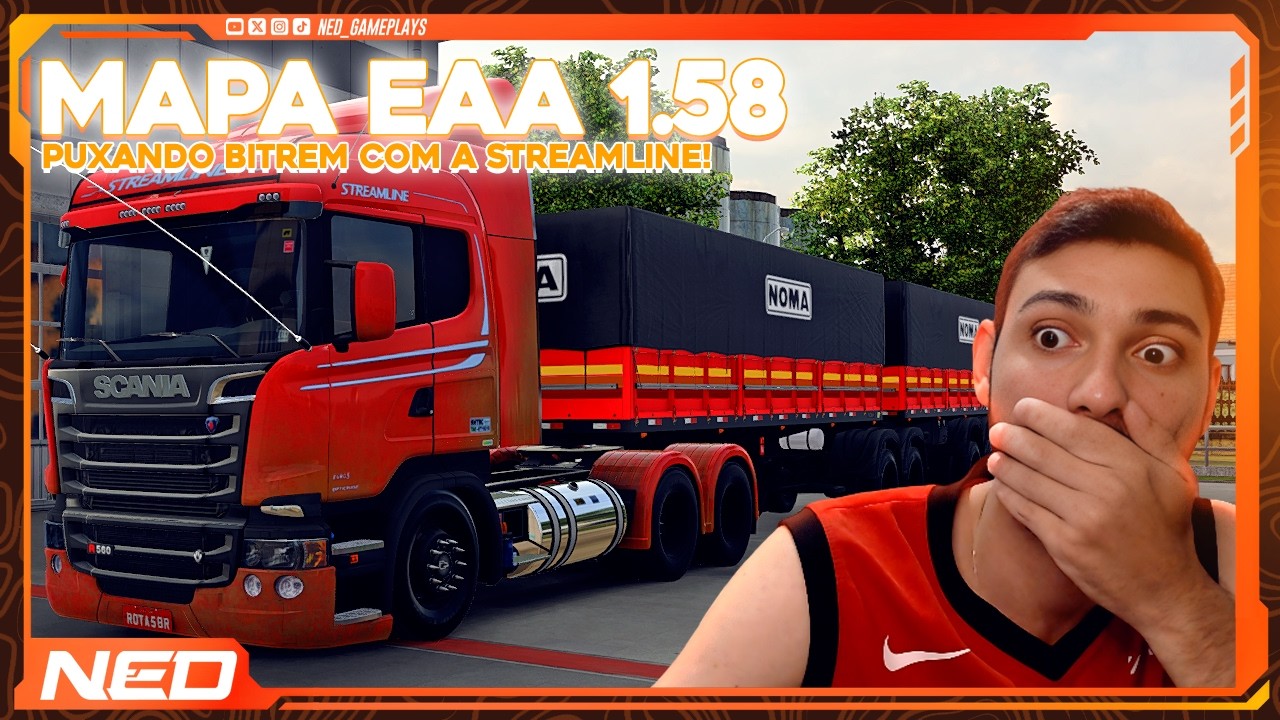 ETS2 AO VIVO: PUXANDO BITREM NA STREAMLINE - MAPA EAA 1.58
