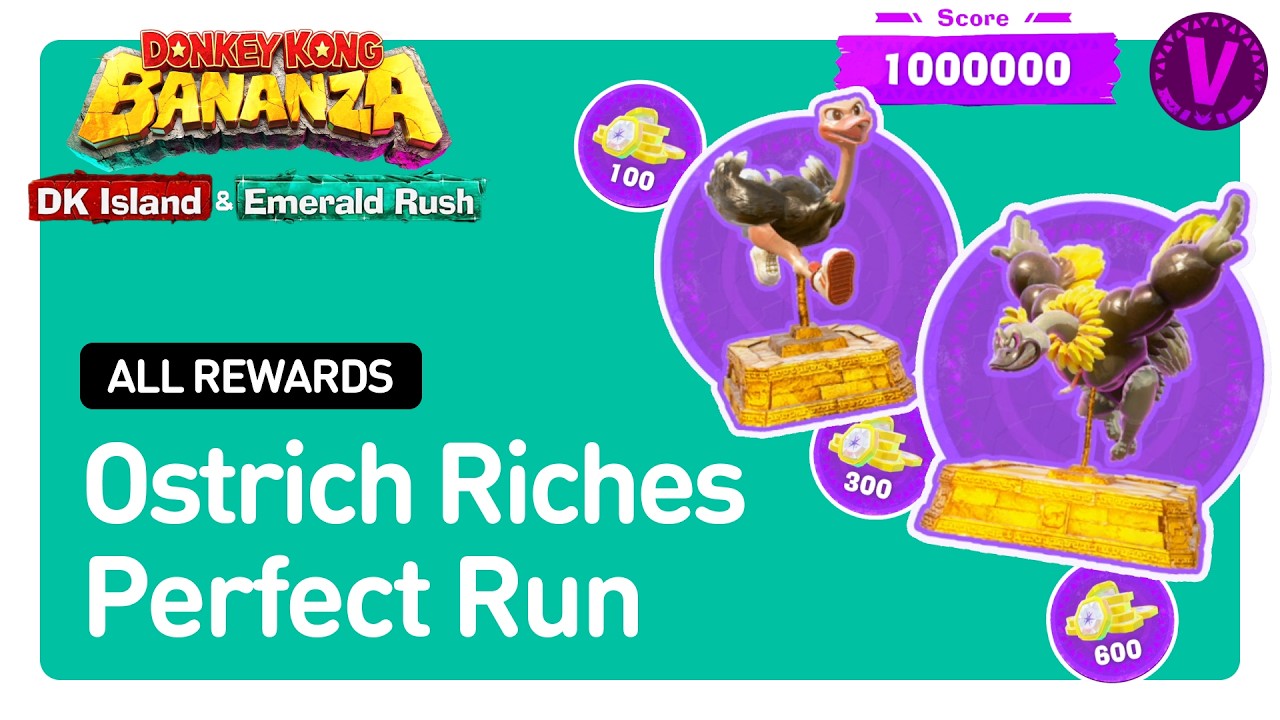 PERFECT Ostrich Riches Run, DK Bananza Emerald Rush Forest Layer, Expresso & Ostrich Bananza Statues