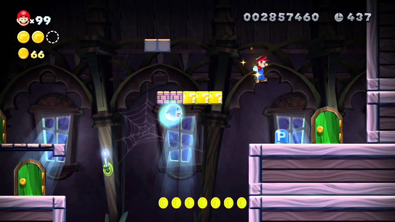 New Super Mario Bros. U ~ Frosted Glacier-Ghost House (Star Coin and Secret Exit Guide)