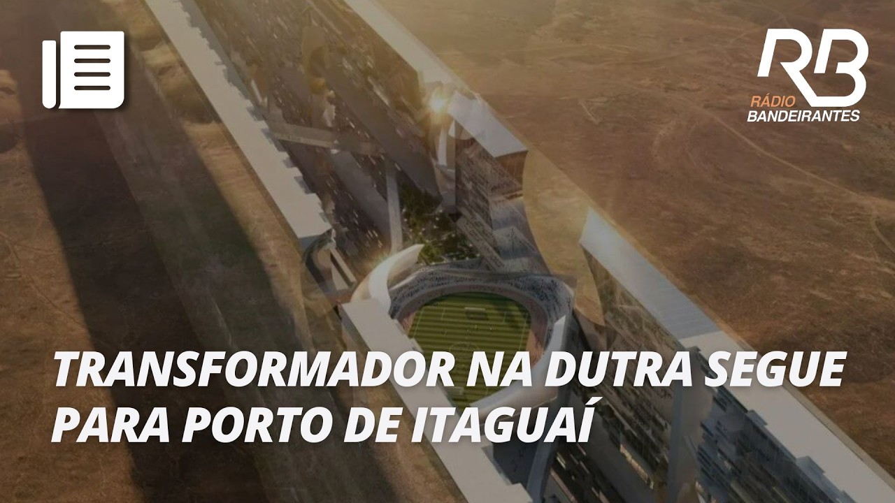 Transformador gigante cruza a Dutra rumo a porto no RJ